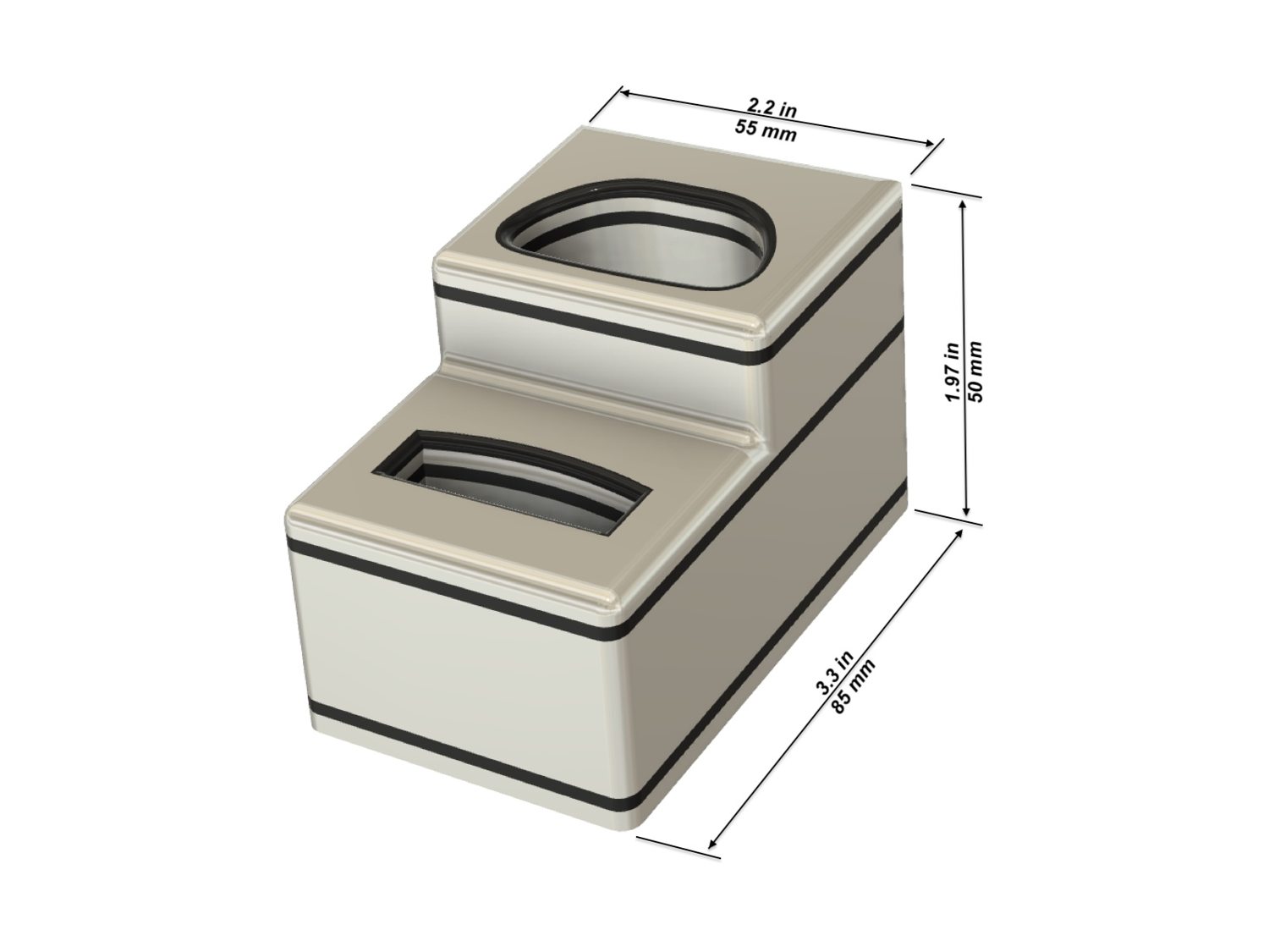Dimension diagram for Apple + Samsung Dual Remote Stand
