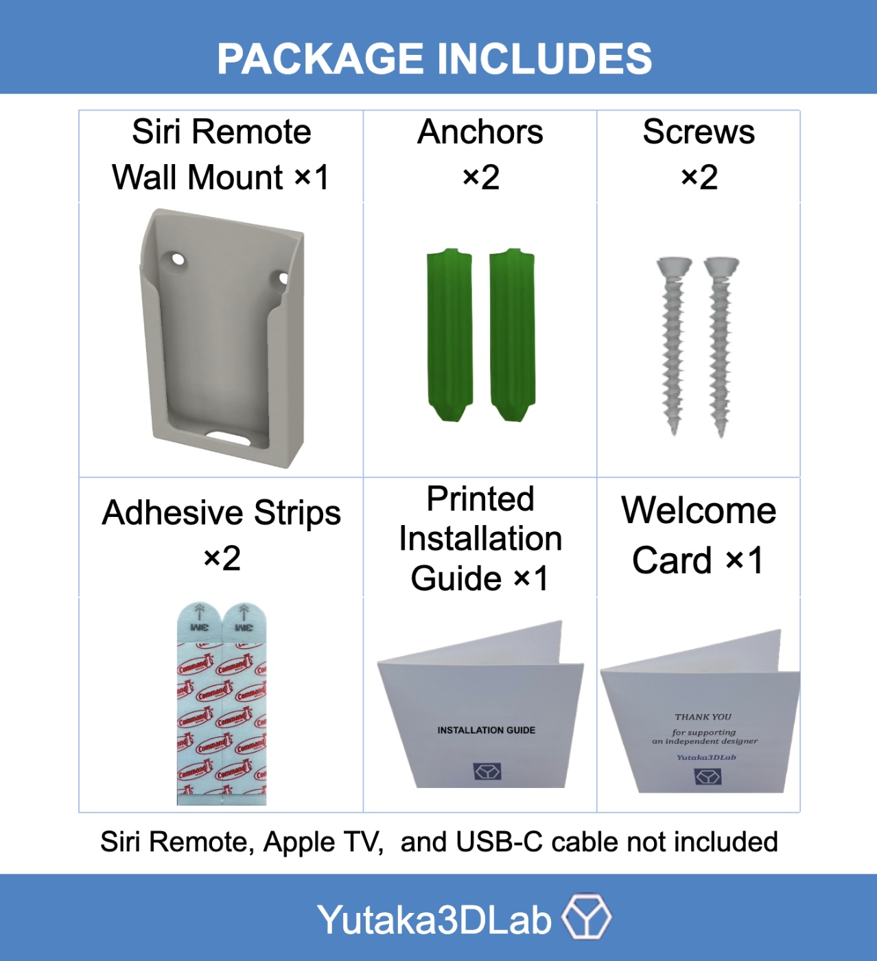 Physical package contents for Siri Remote Wall Mount