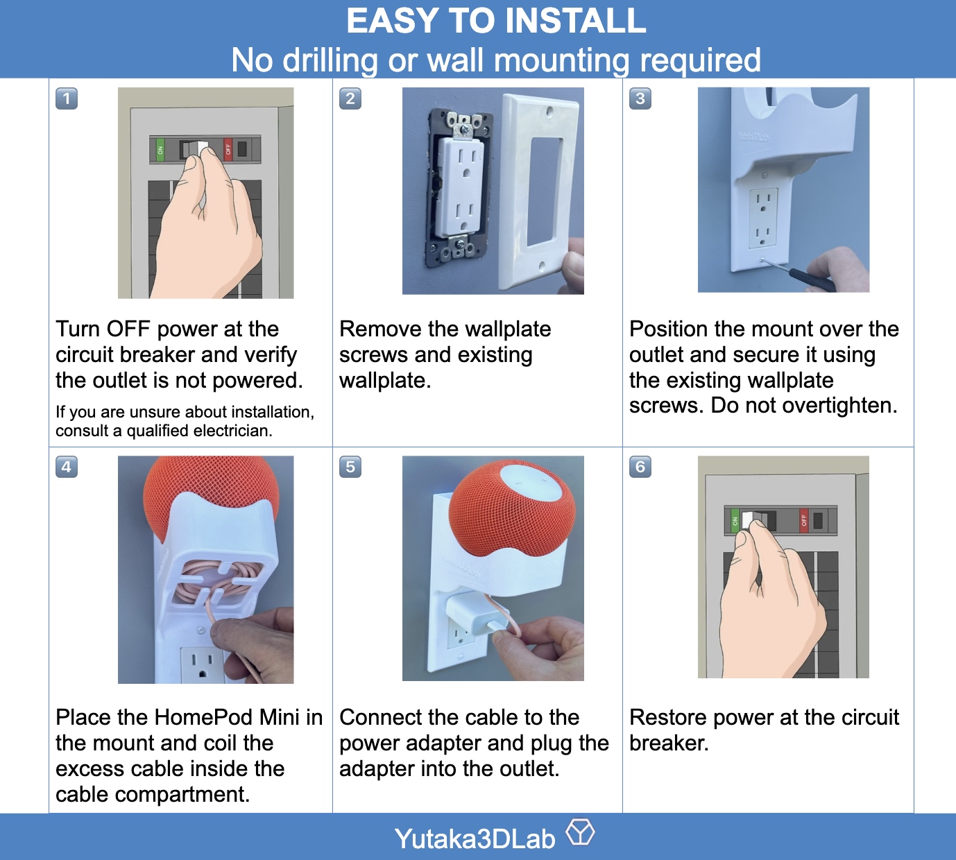 Installation steps for HomePod Mini Decora Outlet Mount