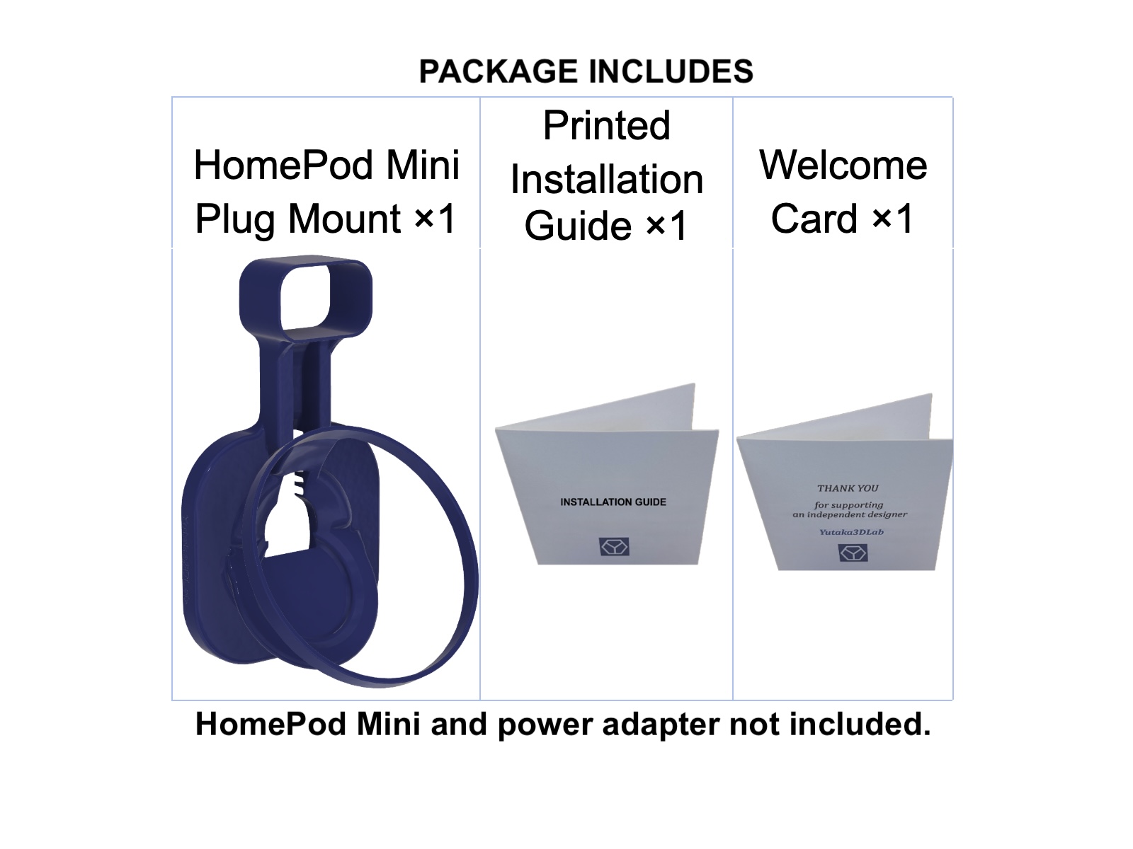Package contents for HomePod Mini Plug Mount